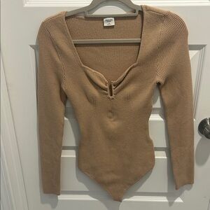 Abercrombie & Fitch Camel Ribbed Bodysuit